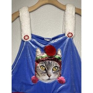 Crazy Cat Lady Jumpsuit Outfit Velvet Jumper Wide Leg Cat Candy Women XL NEW